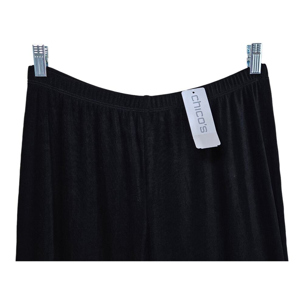 CHICO's Travelers 2 Women L Short Pants Pull On Wide Leg Black Flowy 28 x 27 NEW - Picture 2 of 7
